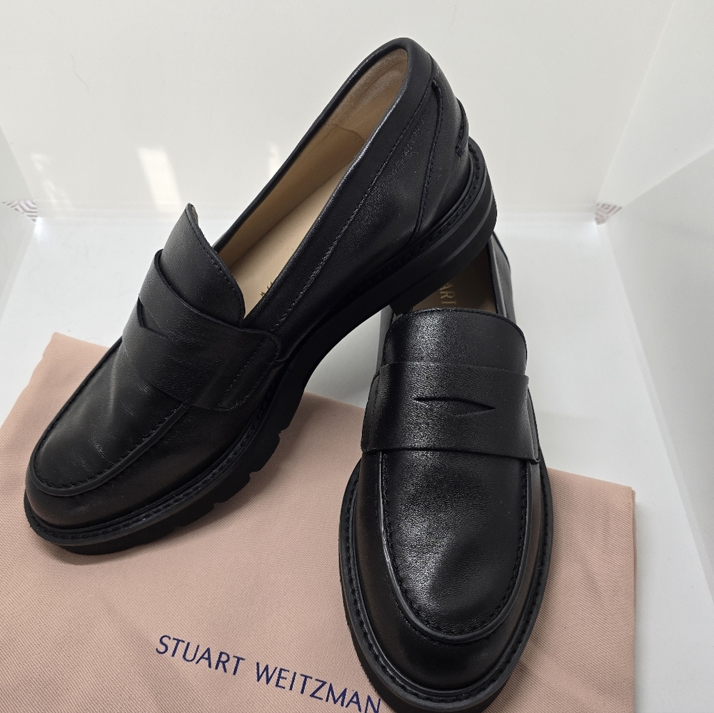 Womens Black Leather Loafers